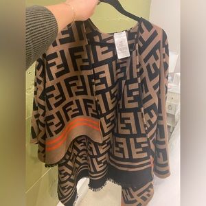 Fendi FF Multicolor Wool and Cashmere Poncho